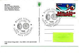 ITALIA ITALY - 1995 MILANO Coppa UEFA Calcio MILAN-ZAGLEBIE LUBINO 4-0 Su Cartolina Stadio Meazza - 8180 - 1991-00: Storia Postale