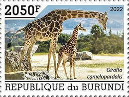 Burundi 2022, Animals, Giraffes IV, 1val - Neufs
