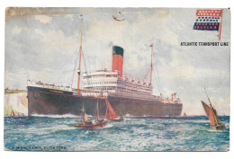 Postcard Atlantic Transport Line SS Minnewaska Involved Titanic Rescue Sunk 1916 WW1 Unposted - Paquebots