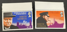 SOUTH GEORGIA - MNH** -  1974 CHURCHILL CENTENARY - # 47/48 - Géorgie Du Sud