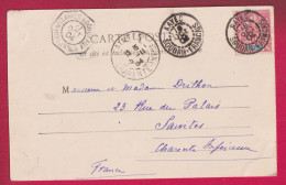 CAD KAYES SOUDAN FRANCAIS 1904 AMBULANT MARITIME BUENOS AYRES A BORDEAUX LIGNE J N°4 POUR SAINTES CHARENTE INFERIEURE - Covers & Documents