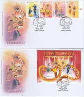 Malaysia 2024-3 Traditional Dance Set+M/S FDC (logo) Costume Chinese Indian Dragon Zodiac Unusual - Malaysia (1964-...)