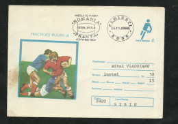 Roumanie Entier Postal Numéroté Rugby 2 L Type 2 Illustré Rugby Roumanie-France Coupe FIRA Circulée Ploiesti 31/10/1982 - Rugby