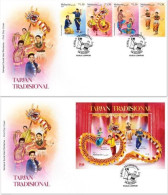 Malaysia 2024-3 Traditional Dance Set+M/S FDC Costume Chinese Indian Dragon Zodiac Unusual - Malaysia (1964-...)