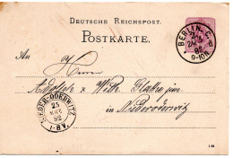 76478 - Deutsches Reich - 1882 - 5Pfg GAKte BERLIN -> NIEDER-ODERWITZ - Covers & Documents