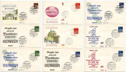 Germany, West 1966-68 9 FDCs Scott 952-956 Brandenburg Gate - 1961-1970