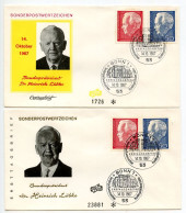 Germany, West 1967 2 FDCs Scott 974-975 President Heinrich Lübke - 1961-1970