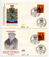 Germany, West 1967 2 FDCs Scott 971 Franz Von Taxis 450th Anniversary Of Death - 1961-1970