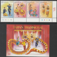 Malaysia 2024-3 Traditional Dance MNH (dragon, Plate Color) Costume Chinese Indian Dragon Zodiac - Maleisië (1964-...)