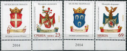 SERBIA - 2014 - SET OF 2 STAMPS AND 2 LABELS MNH ** - Coat Of Arms - Serbie