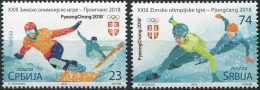 SERBIA - 2018 - SET OF 2 STAMPS MNH ** - Winter Olympics, South Korea - Serbia