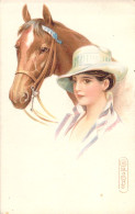 ILLUSTRATEUR - Colombo - Femme Avec Un Cheval - Portrait - Carte Postale Ancienne - Colombo, E.