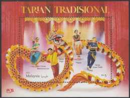 Malaysia 2024-3 Traditional Dance M/S MNH Costume Chinese Indian Dragon Zodiac Unusual - Malaysia (1964-...)