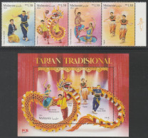 Malaysia 2024-3 Traditional Dance Set+M/S MNH (margin - Iban Dancer) Costume Chinese Indian Dragon Zodiac Unusual - Malaysia (1964-...)