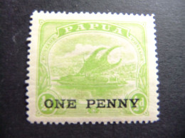 52 PAPUA NEW GUINEA PAPOUSIE 1918 / LAKATOI EN EL RIO MAMBARA ( ONE PENNY ) YVERT 69 MH - Papoea-Nieuw-Guinea