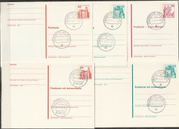 Berlin Ganzsache 1977 Mi.-Nr. P103 - P107  Tagesstempel FRANKFURT .77  ( PK 580 ) - Postkarten - Gebraucht