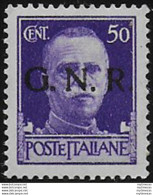 1944 Repubblica Sociale 50c. G.N.R. Verona Var MNH Sassone N 477iae - Andere & Zonder Classificatie