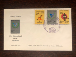 ECUADOR FDC COVER 1981 YEAR DISABLED PEOPLE HEALTH MEDICINE STAMPS - Equateur