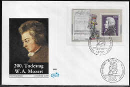 Germany. FDC Mi. BL26. Souvenir Sheet. Death Bicentenary Of Wolfgang Amadeus Mozart. FDC Cancellation On Cachet Envelope - 1991-2000