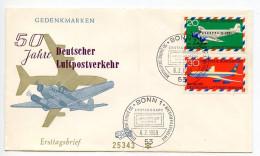 Germany, West 1969 FDC Scott 993-994 50th Anniversary Of German Airmail Service, Junkers 52 & Boeing 707 Airplanes - 1961-1970