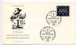 Germany, West 1969 FDC Scott 999 German War Graves Commission 50th Anniversary - 1961-1970
