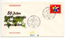 Germany, West 1969 FDC Scott 995 ILO / International Labor Organization 50th Anniversary - 1961-1970