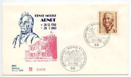 Germany, West 1969 FDC Scott 1013 Ernst Moritz Arndt - Historian, Poet, Politician - 1961-1970