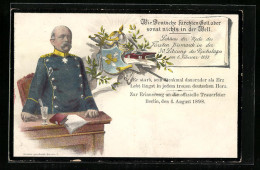 AK Fürst Otto Von Bismarck In Uniform An Seinem Schreibtisch, Zur Erinnerung An Die Offizielle Trauerfeier 1898  - Personaggi Storici