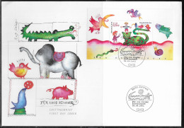 Germany. FDC Mi. BL55. Souvenir Sheet. Drawings Of Animals And Children. FDC Cancellation On Big Cachet Special Envelope - 2001-2010