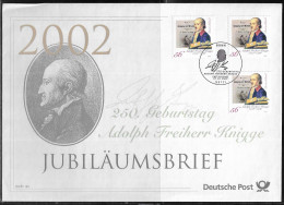 Germany. FDC Mi. 2241.  250th Birth Anniversary Of Adolph Baron Von Knigge (1752-1796).FDC Cancellation On Big Envelope - 2001-2010