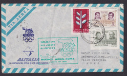 Flugpost Brief Air Mail Argentinien 725 Rvolution Ungezähnt Alitalia Olympia Auf - Storia Postale