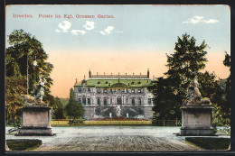 AK Dresden, Palais Im Kgl. Grossen Garten Mit Statuen  - Dresden