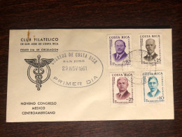 COSTA RICA  FDC COVER 1961 YEAR MEDICAL DOCTORS HEALTH MEDICINE STAMPS - Costa Rica