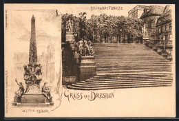 AK Dresden, Wettin-Obelisk Und Brühl`sche Terrasse  - Dresden