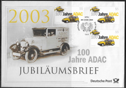 Germany. FDC Mi. 2340.  Centenary Of ADAC, German General Automobile Club. FDC Cancellation On Big Cachet Envelope - 2001-2010