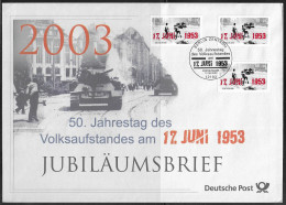 Germany. FDC Mi. 2342.  50th Anniversary Of East Berlin Uprising. FDC Cancellation On Big Cachet Envelope - 2001-2010