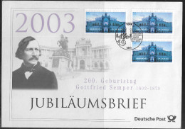 Germany. FDC Mi. 2371.  Bicentenary Of Gottfried Semper, Opera House, Dresden. FDC Cancellation On Big Cachet Envelope - 2001-2010