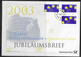 Germany. FDC Mi. 2373.  Tenth Anniversary Of Maastricht Treaty. Stars. FDC Cancellation On Big Cachet Envelope - 2001-2010