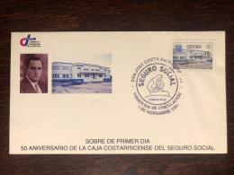 COSTA RICA  FDC COVER 1991 YEAR HOSPITAL DOCTOR GUARDIA HEALTH MEDICINE STAMPS - Costa Rica