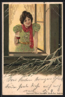 Künstler-AK Alfred Mailick: Junge Dame Mit Punschglas In Einem Fenster, Neujahrsgruss  - Mailick, Alfred