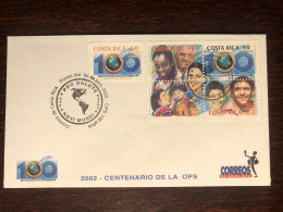 COSTA RICA  FDC COVER 2002 YEAR PAHO WHO HEALTH MEDICINE STAMPS - Costa Rica