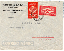 76518 - Portugal - 1947 - 2$5o Luftpost MiF A LpBf LISBOA -> Schweiz - Cartas & Documentos