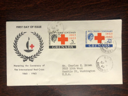 GRENADA FDC COVER 1963 YEAR RED CROSS HEALTH MEDICINE STAMPS - Grenade (...-1974)