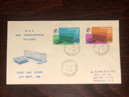 GRENADA FDC COVER 1966 YEAR WHO HEALTH MEDICINE STAMPS - Grenada (...-1974)