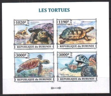 Burundi 2013 Turtles ,Marine ,Reptiles, Turtle, Tortoise, Set Of 4v, Imperf MS MNH (**) - Ongebruikt