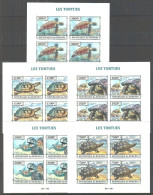 Burundi 2013 Turtles ,Marine ,Reptiles, Turtle, Tortoise, Set Of 5v, Block Sheet, Imperf 5 MS MNH (**) RARE - Nuevos