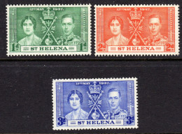 ST HELENA - 1937 CORONATION SET (3V) FINE MOUNTED MINT MM * SG 128-130 - Sint-Helena