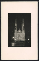 Foto-AK Wiesbaden, St. Bartholomäuskirche Bei Nacht, 1929  - Wiesbaden