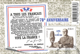 BLOC 2010 APPEL DU 18 JUIN 1940  OBLITERE  -  F 4493 - Used