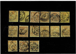 FRANCE ,"Sage" ,15 Pezzi Del 25c. Giallo Bistro ,usati ,qualita Ottima - 1876-1898 Sage (Type II)